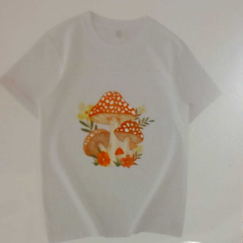 White Mushroom Graphic T-Shirt